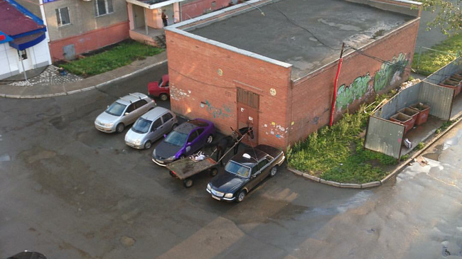 В одном из двором Челябинска лошадь с повозкой припарковали рядом с железными конями