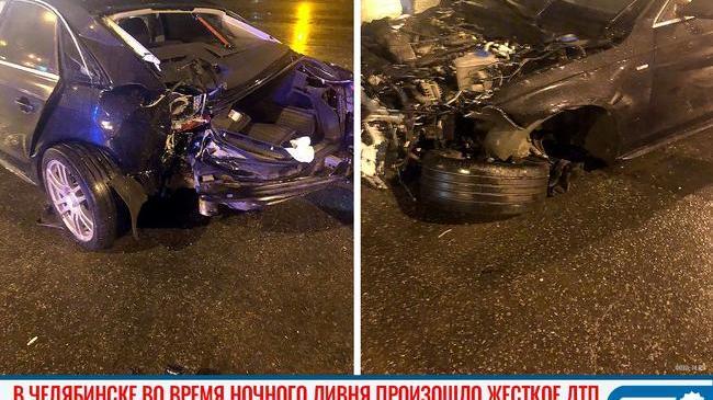 ⚠ Вчера вечером в Челябинске во время ливня произошло жесткое ДТП
