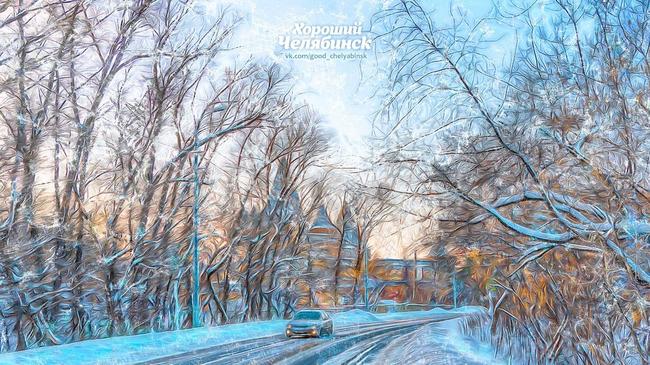 ❄ Заснеженная дорога на Мелькомбинат.