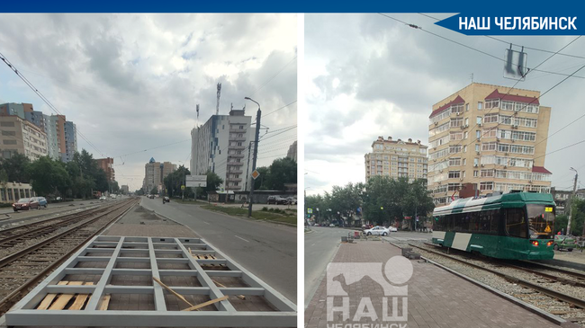 🚋 В Челябинске над трамвайными остановками на ул. Цвиллинга возводят широкие навесы от косого дождя. 
