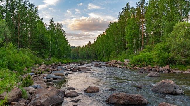 🌿 Прекрасная природа Южного Урала - река Березяк в Саткинском районе. А какие ваши любимые места в области?