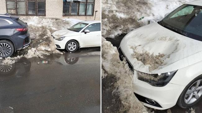 🧊 Глыба снега рухнула и повредила автомобиль