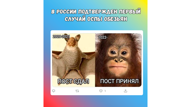 🦠 В России подтвержден первый случай оспы обезьян, сообщили в Роспотребнадзоре. Заражение выявлено у россиянина, вернувшегося из Европы.