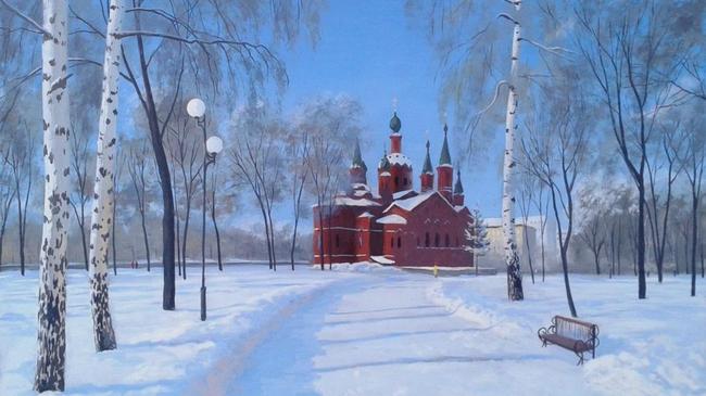 🎨Александр Болотов, "Храм Александра Невского на Алом поле". Как вы думаете, какие места в нашем городе стоит запечатлеть на картинах?