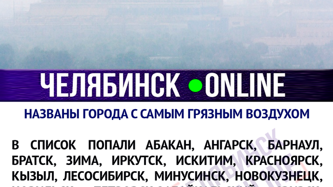Названы города с самым грязным воздухом. У челябинцев есть повод для радости - Челябинска в этом списке нет! 👍🏻
