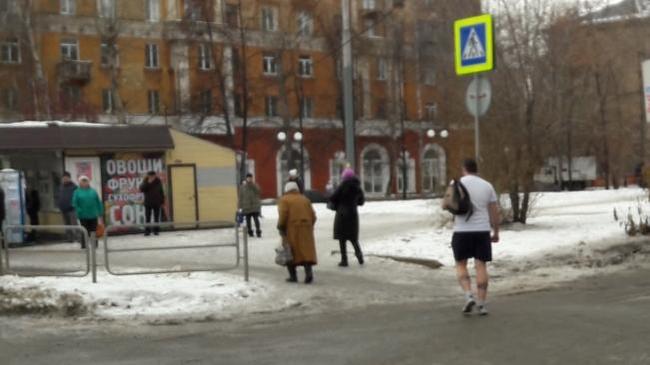 В Челябинске сфотографировали "моржа", гуляющего в одних шортах