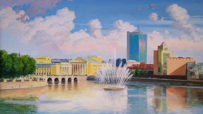 🎨 Замечательная картина Александра Болотова "Вид на город с набережной". ❓ А каких челябинских художников знаете вы? 😎