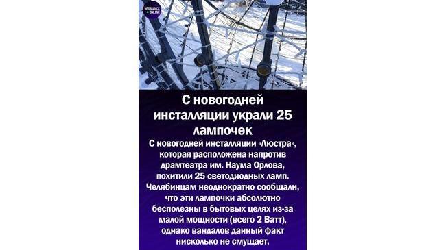 💡С новогодней инсталляции украли 25 лампочек