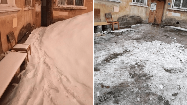 ❄ Очистили двор от снежных завалов