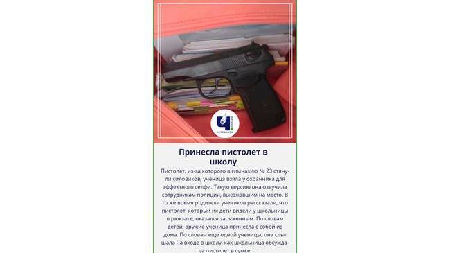 ⚡Ученица гимназии в Челябинске рассказала, где взяла пистолет