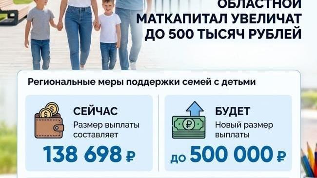 💰 В Челябинской области областной материнский капитал увеличат до 500 тысяч рублей
