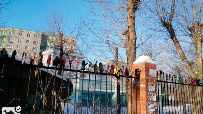 🧤 Кто потерял рукавицу? В Челябинске появился забор с "одинокими" варежками