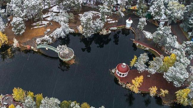 Парк Гагарина в снежном наряде: холодно и красиво ❄