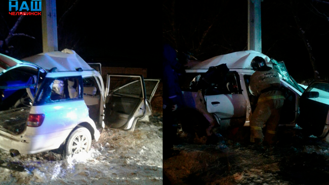 «Лихо обогнал»: в Челябинске в столб врезался автомобиль, полный людей