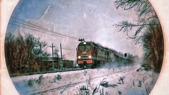 Сквозь заснеженный Челябинск мчится🚅 поезд грузовой...