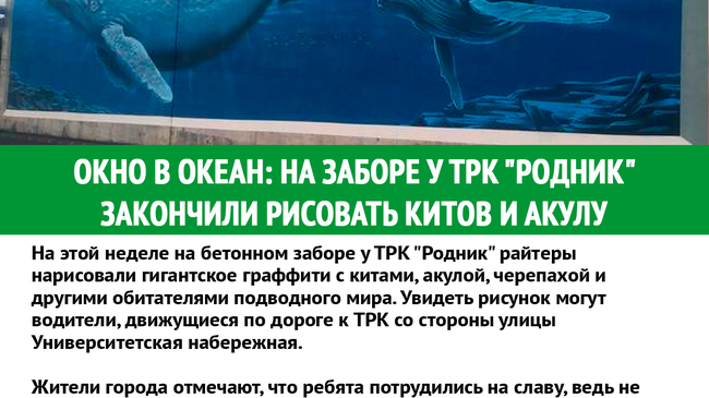 Площадь этой красоты составляет около 400 квадратных метров! Обалденно красивое граффити! 🐋