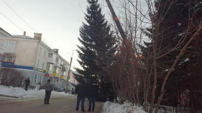 На Урале площадь украсили елкой, срубленной у соседнего магазина