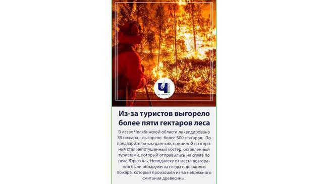 🆘В Челябинской области огонь уничтожил пять гектаров леса